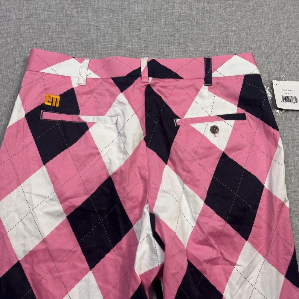 Loudmouth Golf Pants Mens 34x34 Multicolor Argyle Chino Cotton Spandex Stretch